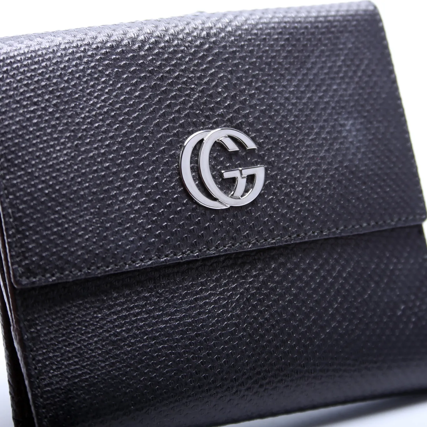 035-2184 GG Lizard Embossed Compact Trifold Wallet Black