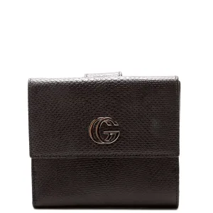 035-2184 GG Lizard Embossed Compact Trifold Wallet Black