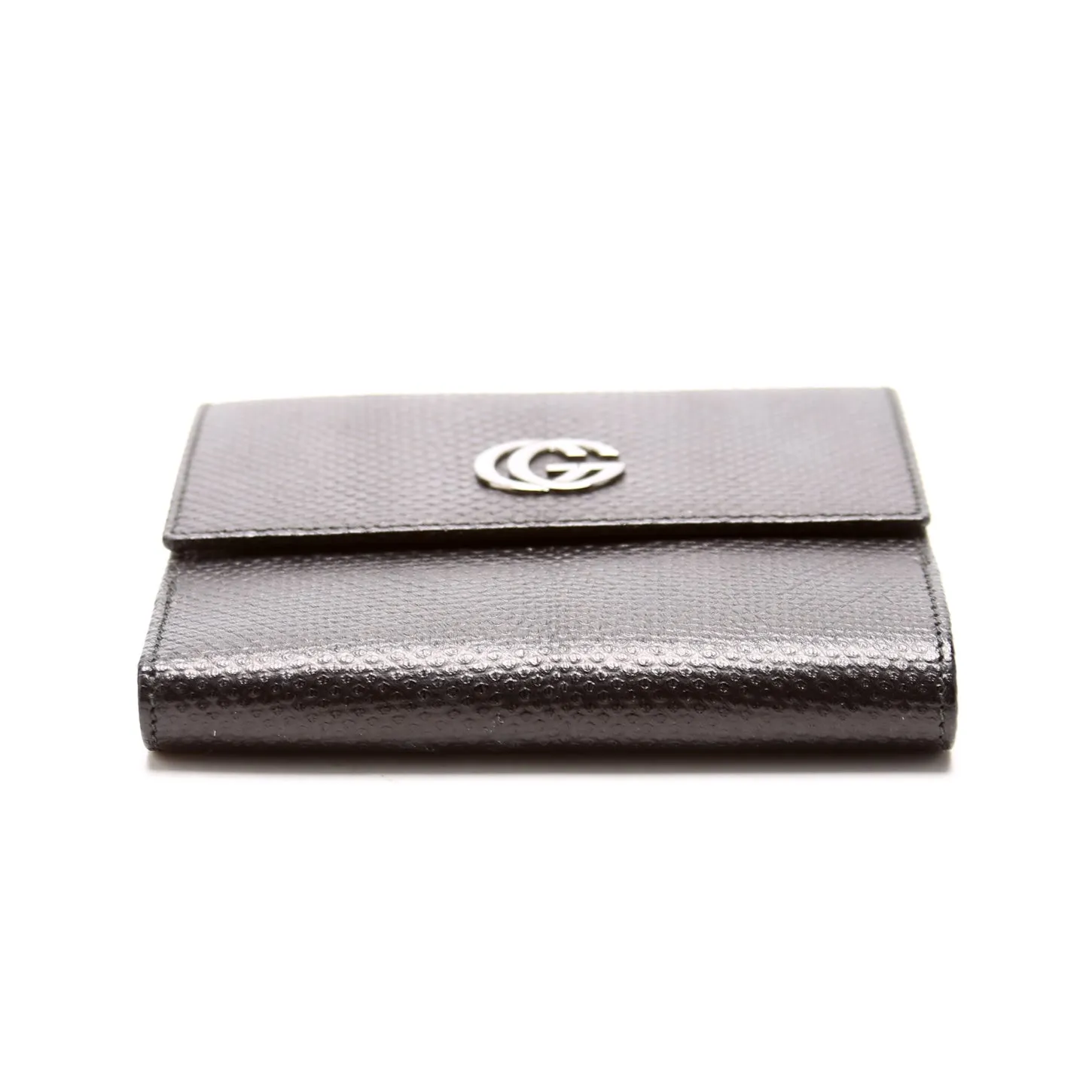 035-2184 GG Lizard Embossed Compact Trifold Wallet Black