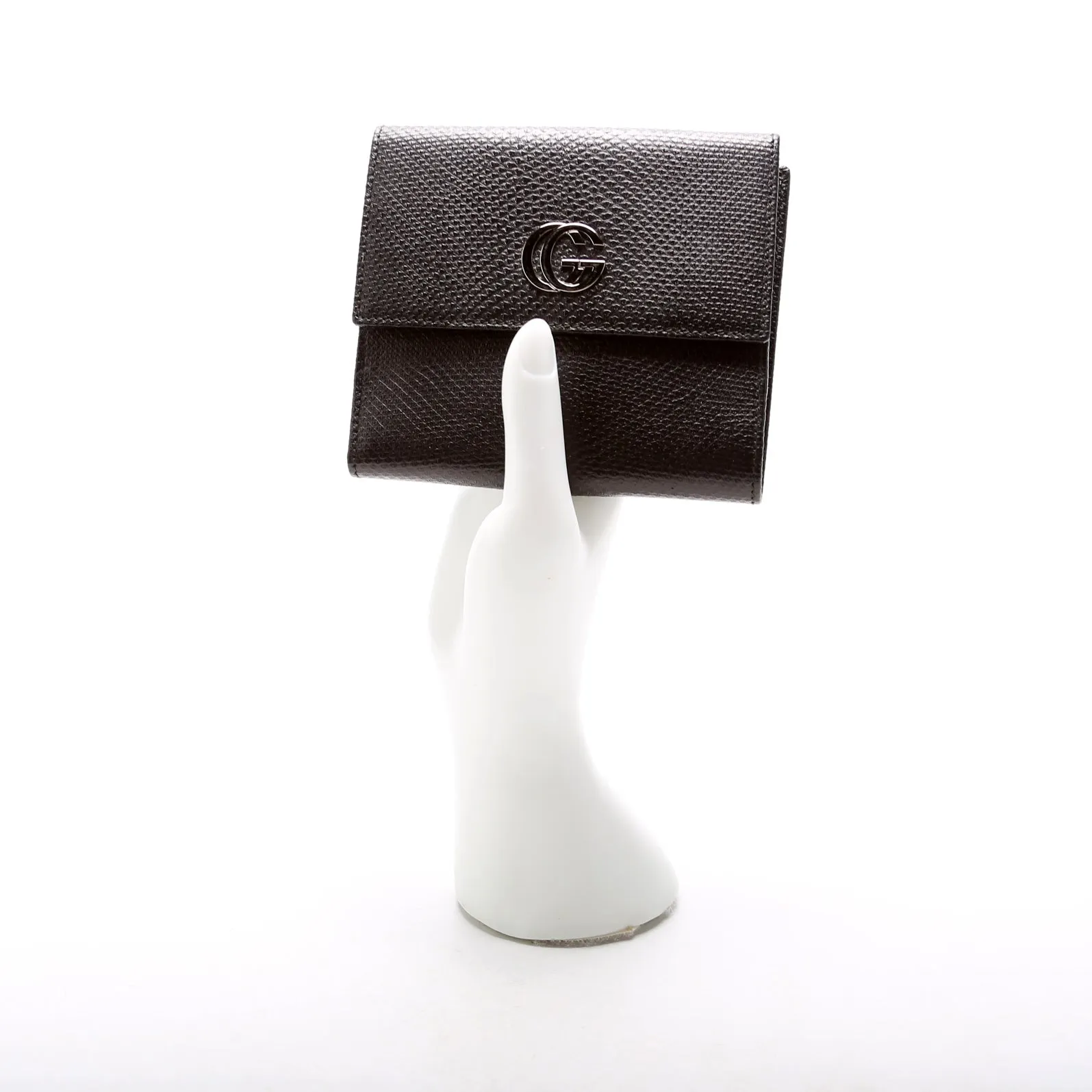 035-2184 GG Lizard Embossed Compact Trifold Wallet Black