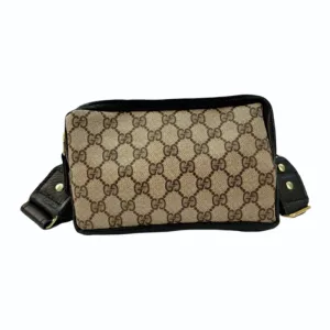 Bella Belt Bag In Black Leather | Upcycled GG Full Front