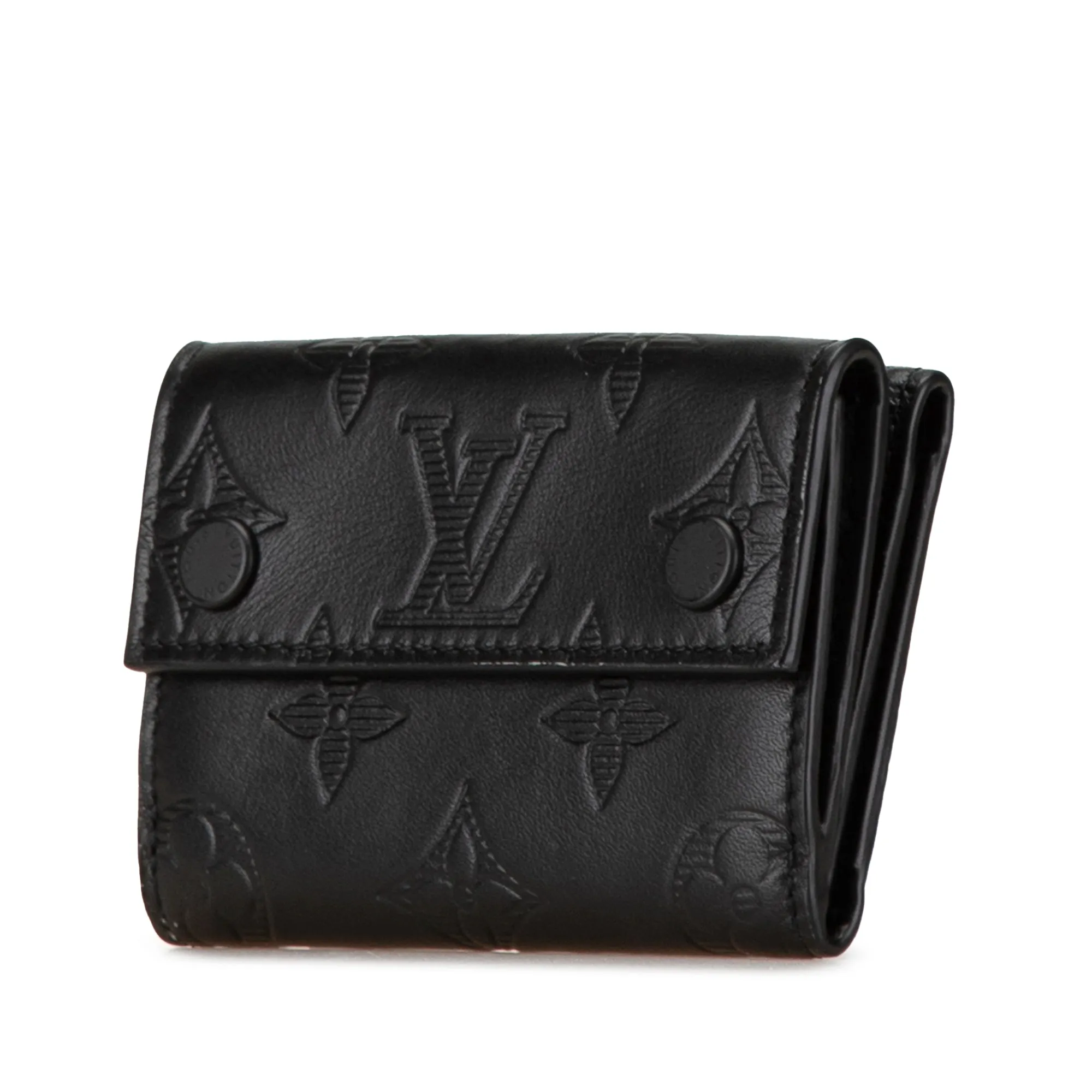 Black Louis Vuitton Monogram Shadow Discovery Compact Wallet