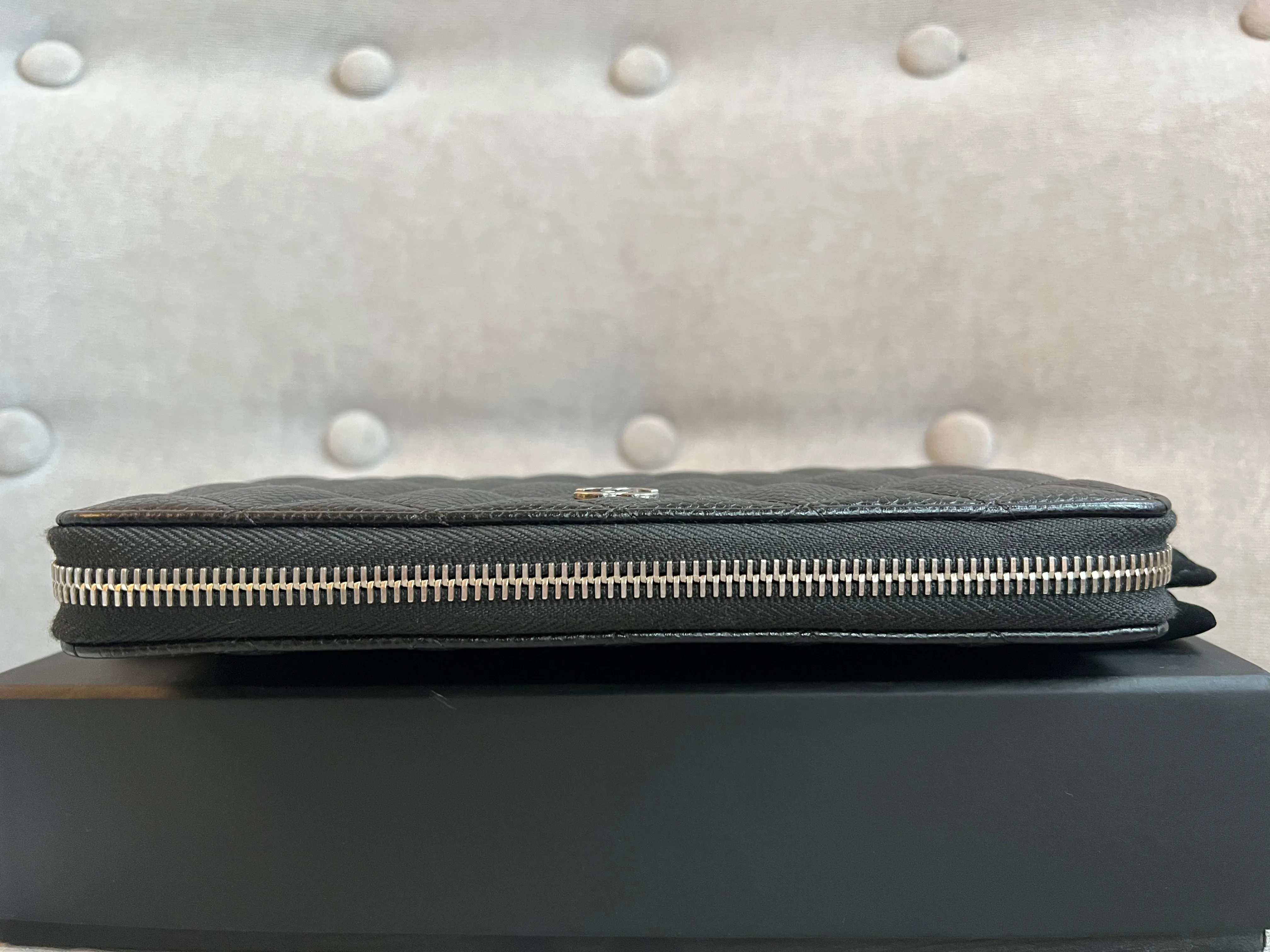 Chanel Black Caviar Classic Long Zipped wallet with Silver Hardware (RRP £1150)