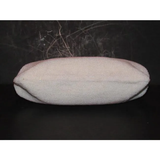Gucci Vintage Iridescent Pearl Seed Bead With A Hinged Top White Plastic Clutch
