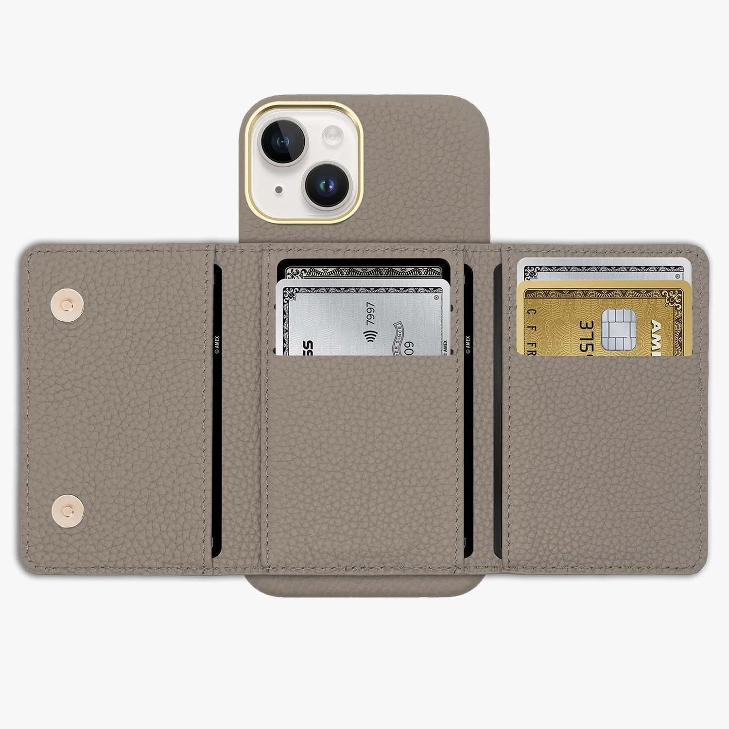 iPhone 15 Pro Leather Case with MagSafe Trifold Wallet Set