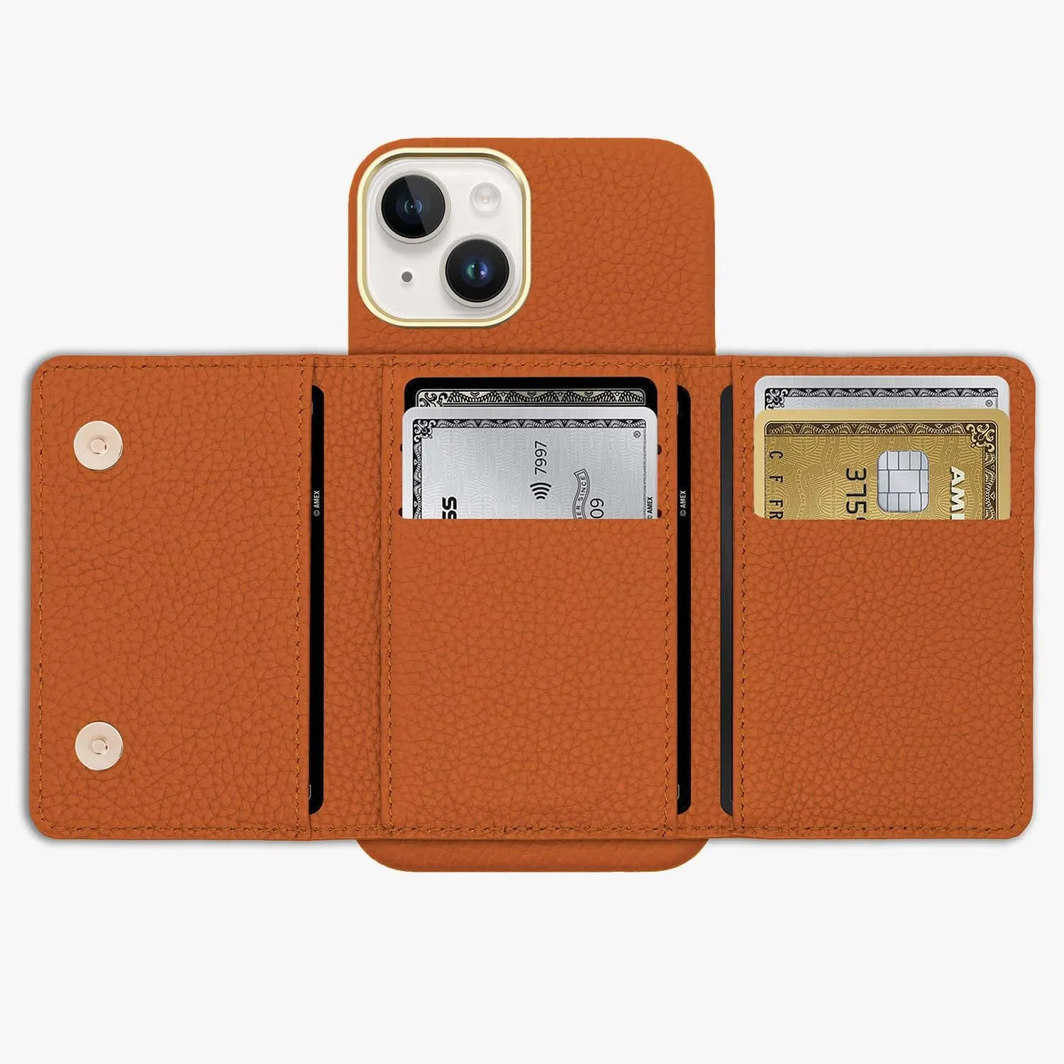 iPhone 15 Pro Leather Case with MagSafe Trifold Wallet Set