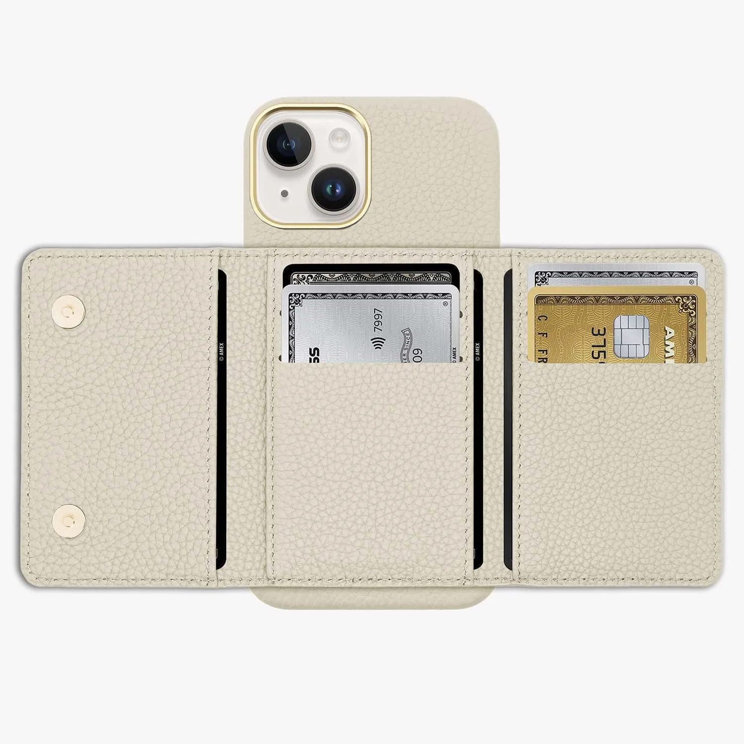 iPhone 15 Pro Leather Case with MagSafe Trifold Wallet Set
