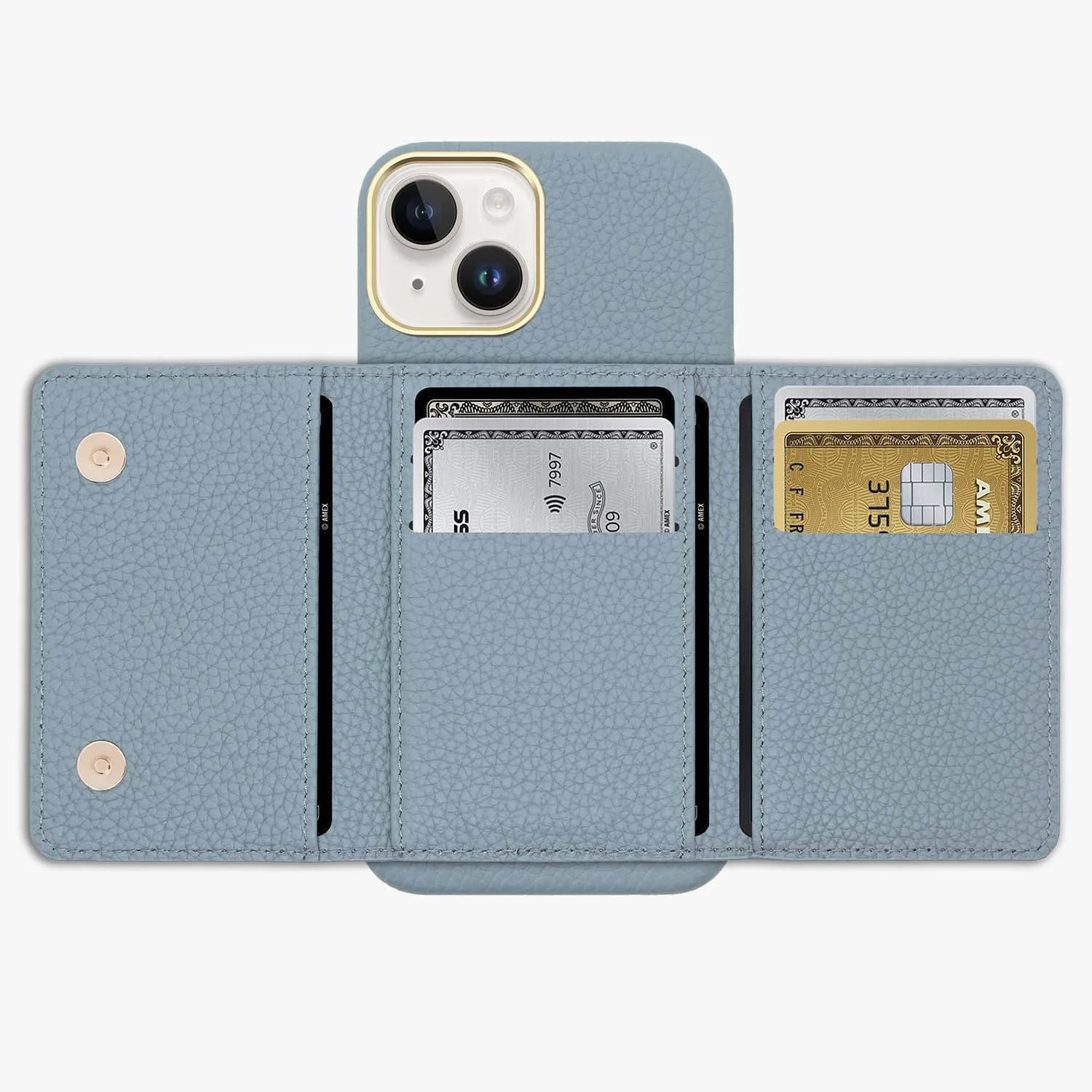 iPhone 15 Pro Leather Case with MagSafe Trifold Wallet Set