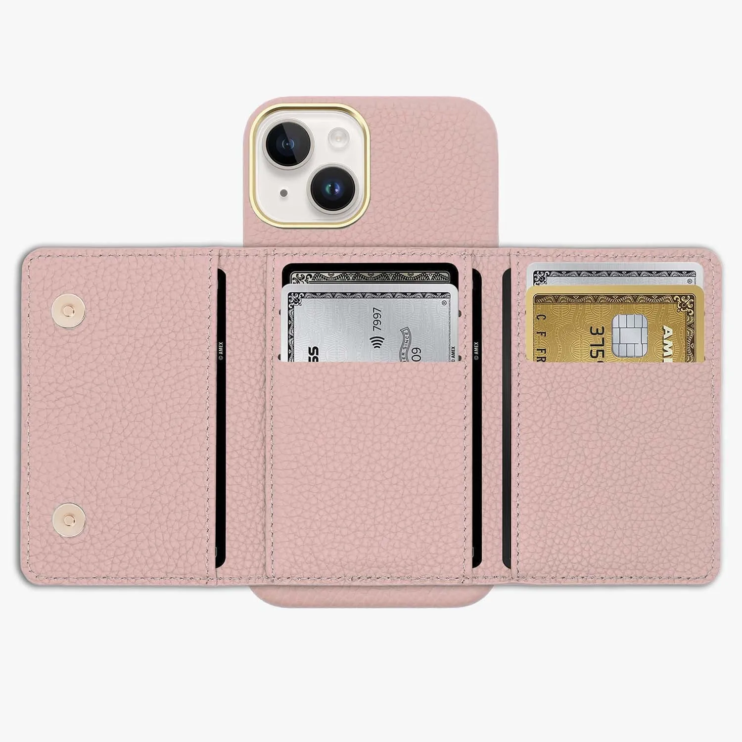iPhone 15 Pro Leather Case with MagSafe Trifold Wallet Set
