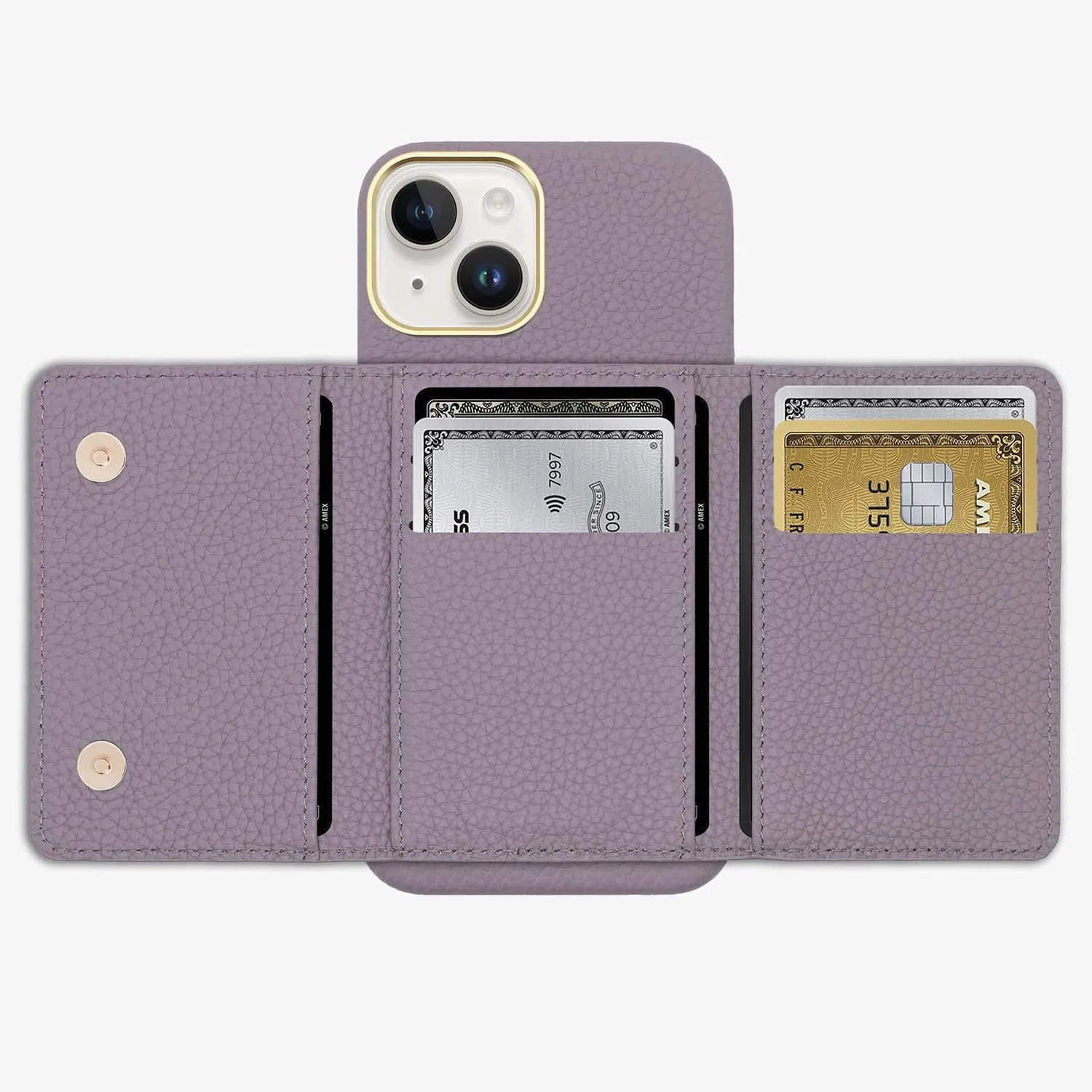 iPhone 15 Pro Leather Case with MagSafe Trifold Wallet Set