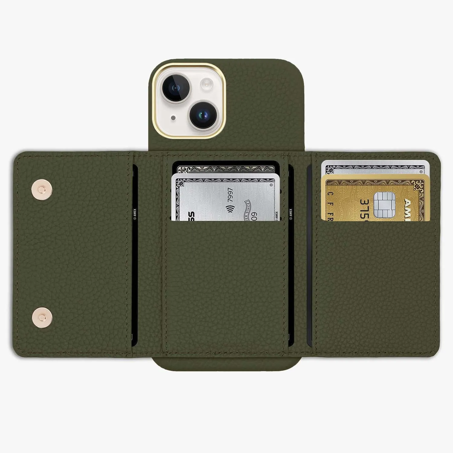 iPhone 15 Pro Leather Case with MagSafe Trifold Wallet Set