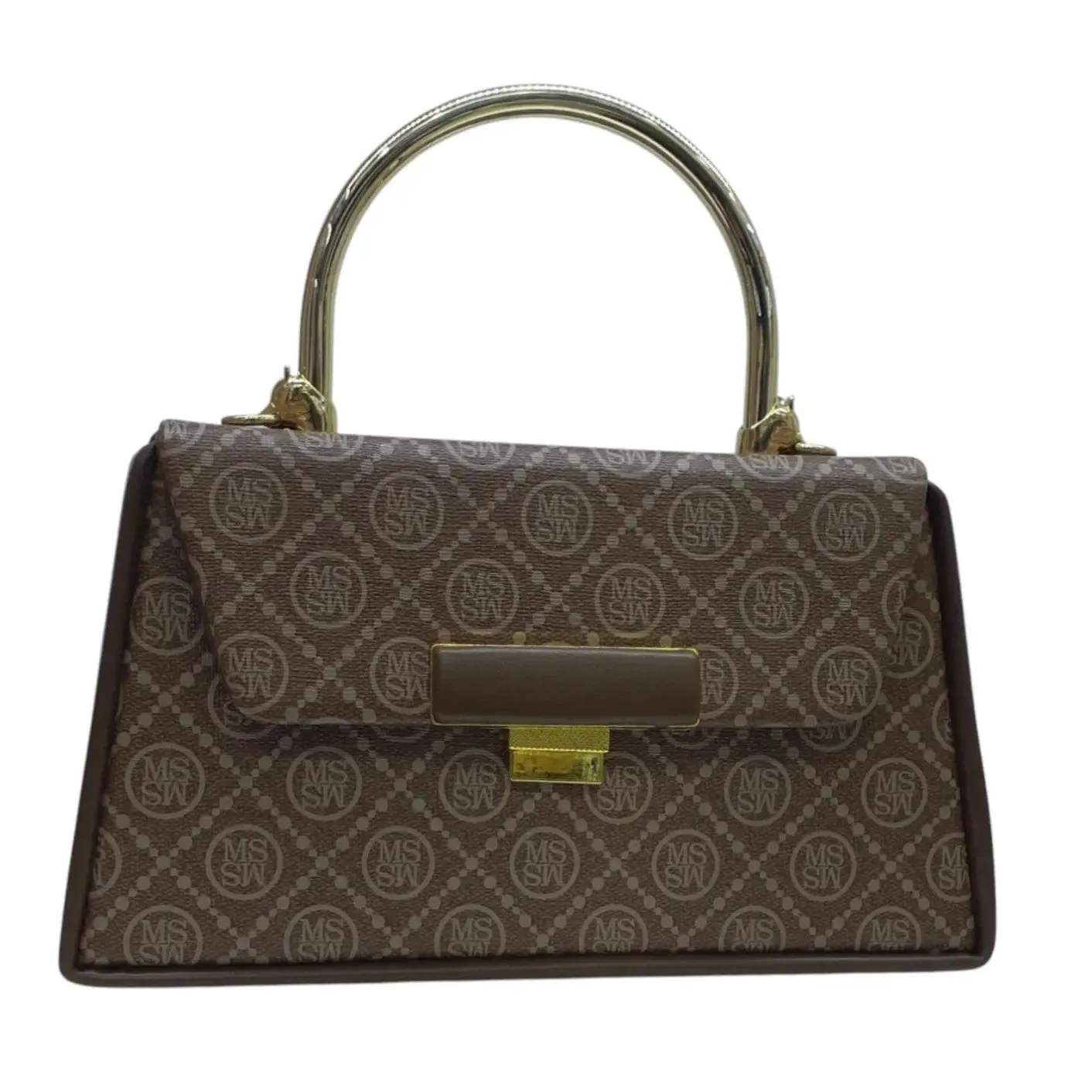 MS Womens Monogram Top Handle Handbag with Gold Flap
