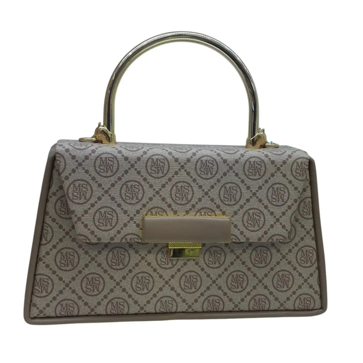 MS Womens Monogram Top Handle Handbag with Gold Flap