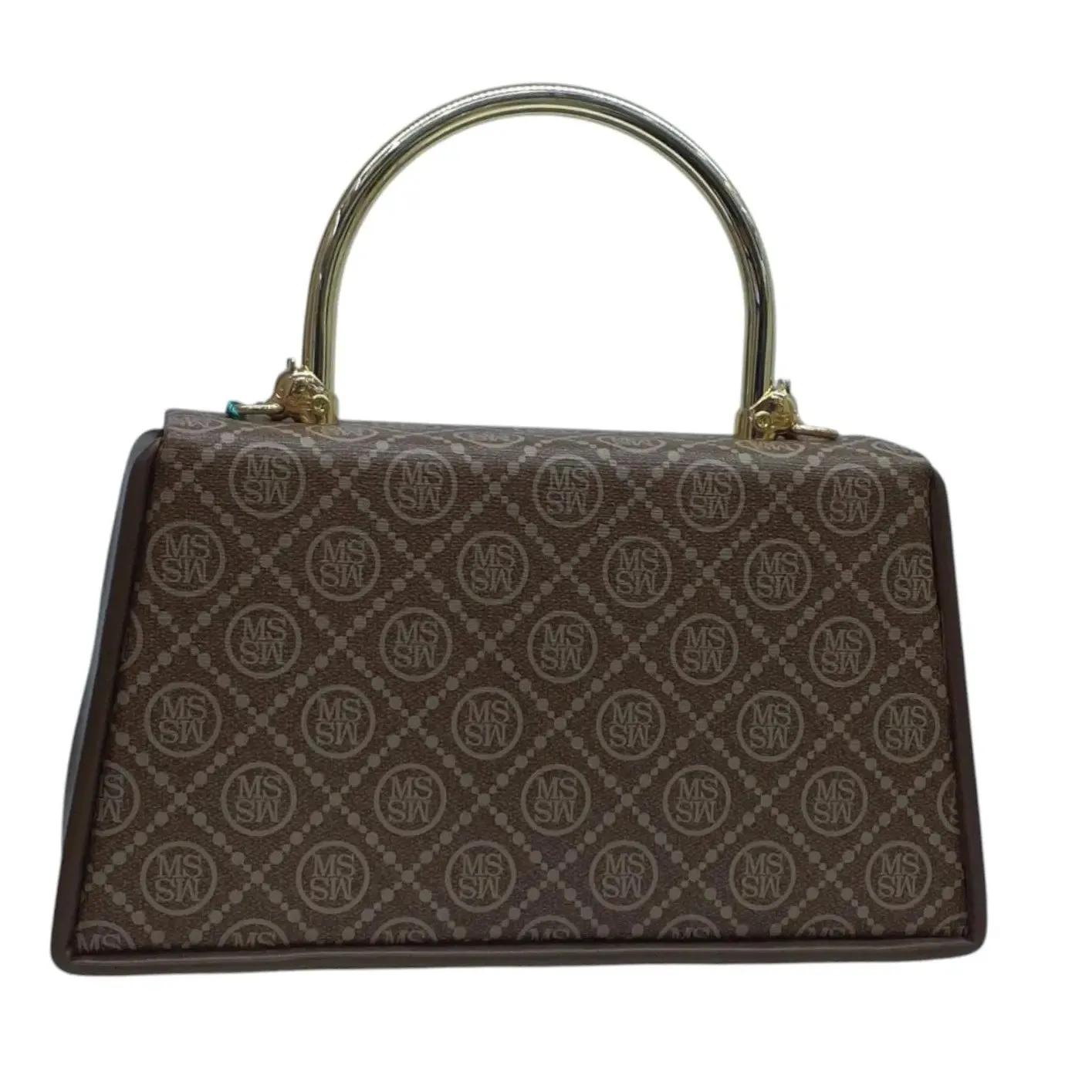 MS Womens Monogram Top Handle Handbag with Gold Flap