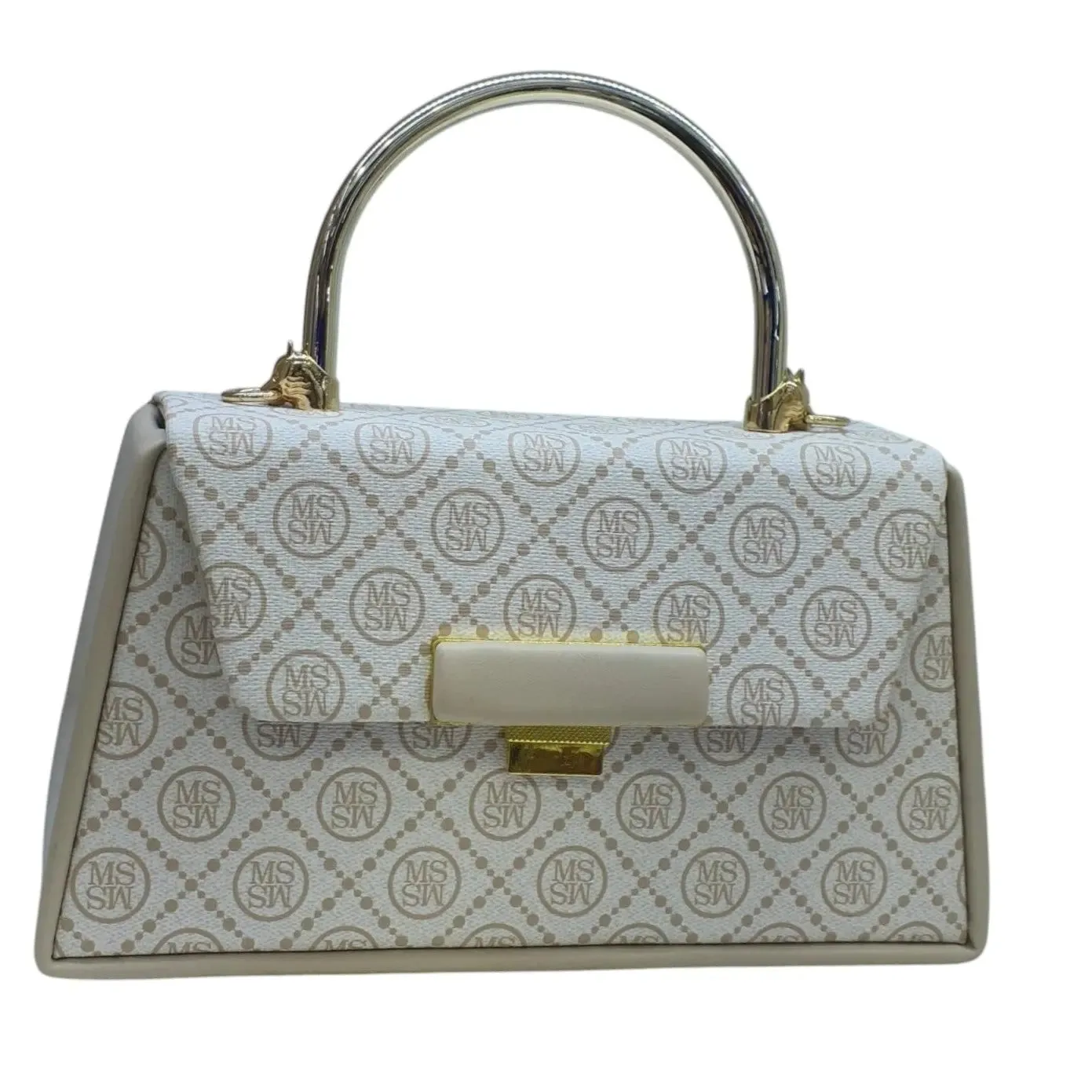 MS Womens Monogram Top Handle Handbag with Gold Flap