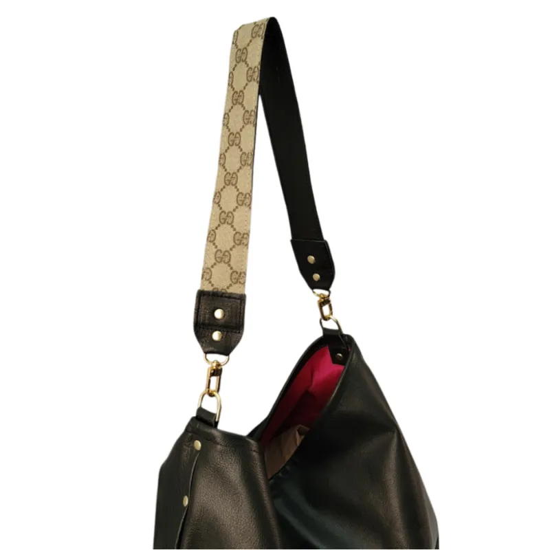 Sheila Shoulder Bag In Black Leather | Upcycled Gucci