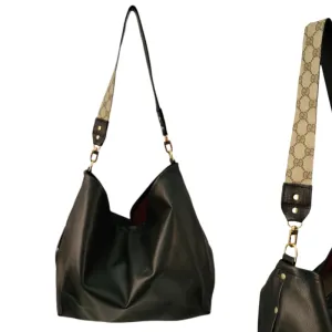 Sheila Shoulder Bag In Black Leather | Upcycled Gucci