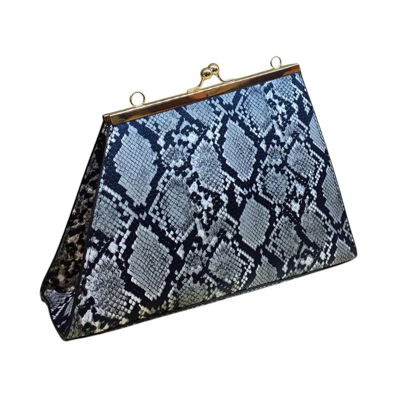 Snake Print Handbag with Gold Chain