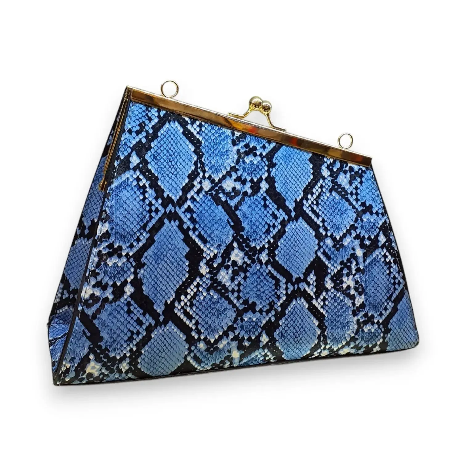 Snake Print Handbag with Gold Chain