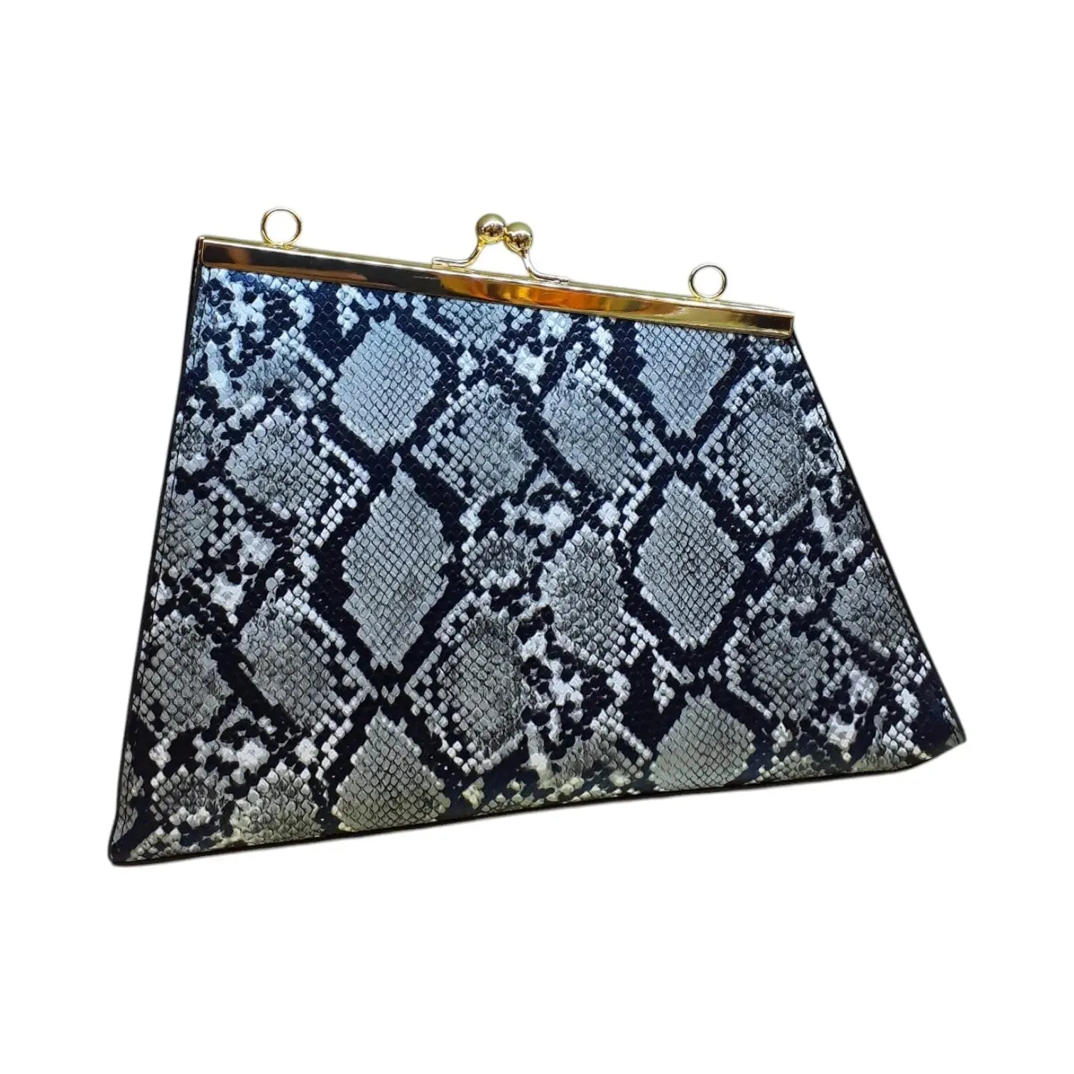 Snake Print Handbag with Gold Chain