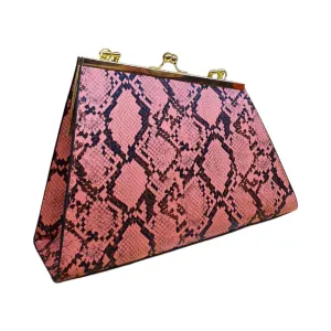 Snake Print Handbag with Gold Chain