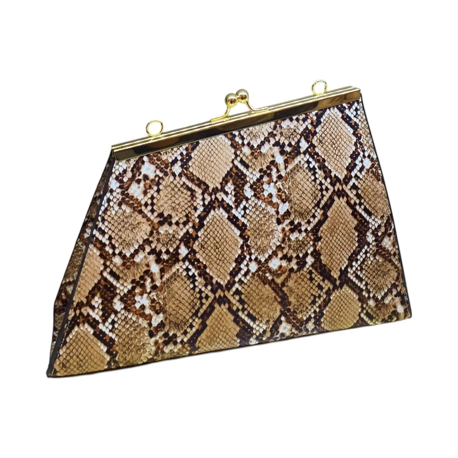 Snake Print Handbag with Gold Chain