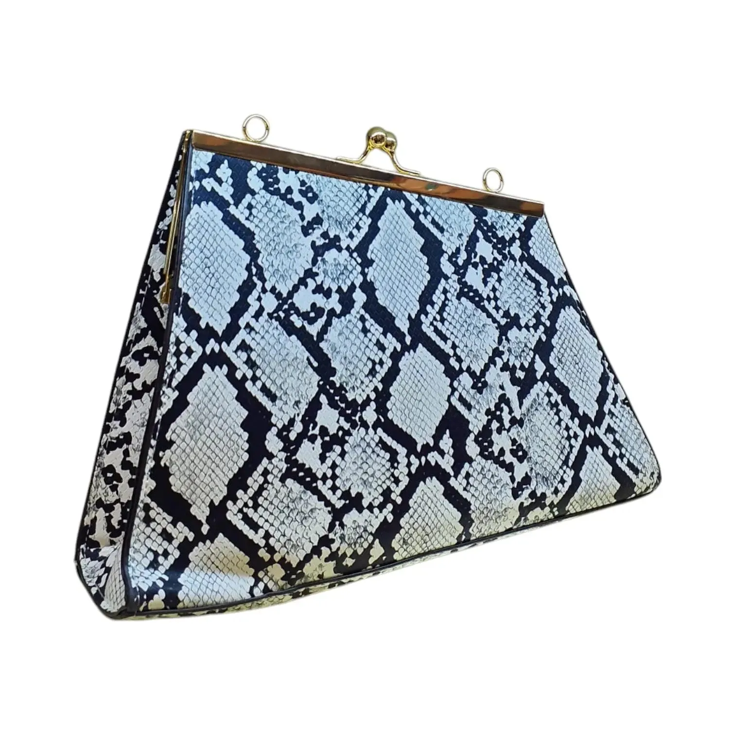 Snake Print Handbag with Gold Chain