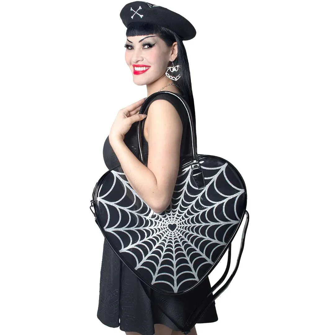 Spiderweb Sparkle Heart Bag